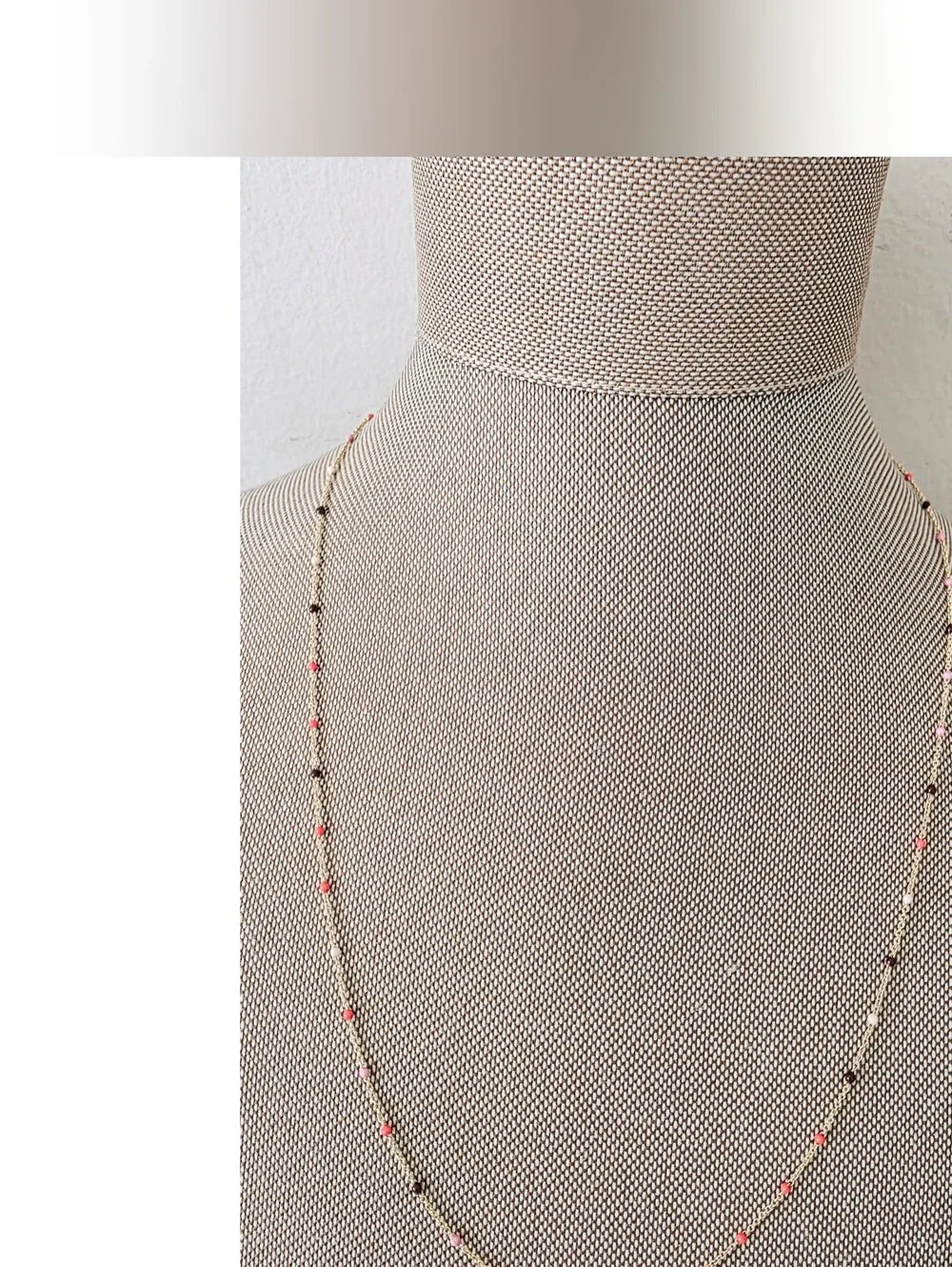 Delicate Pink Beaded Gold Necklace